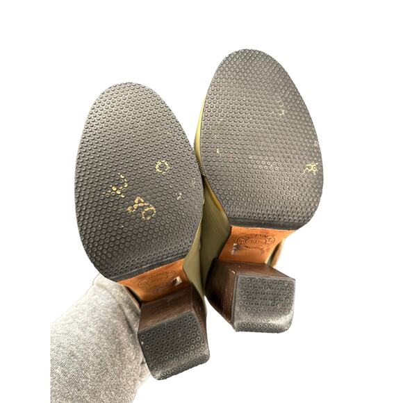 Dries Van Noten Green Buckle Patent Leather Forest‎ Slip On Mules Size 7 1/2 - Picture 11 of 12